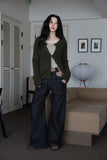 Raccoon color matching wide denim