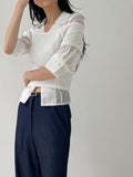 Pearl off-shoulder half T-shirt