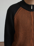 Non-mix Raglan Varsity Knit Zip-up