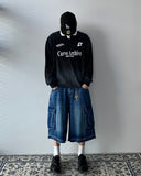 Cut Washed Cargo Bermuda Denim