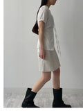 [Short sleeve ver.] Cheek strap long blouse