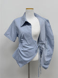 [Short sleeve ver.] Loke Wrap Shirring Shirt