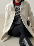 [wool100%] Raglan Boucle Collar Half Coat