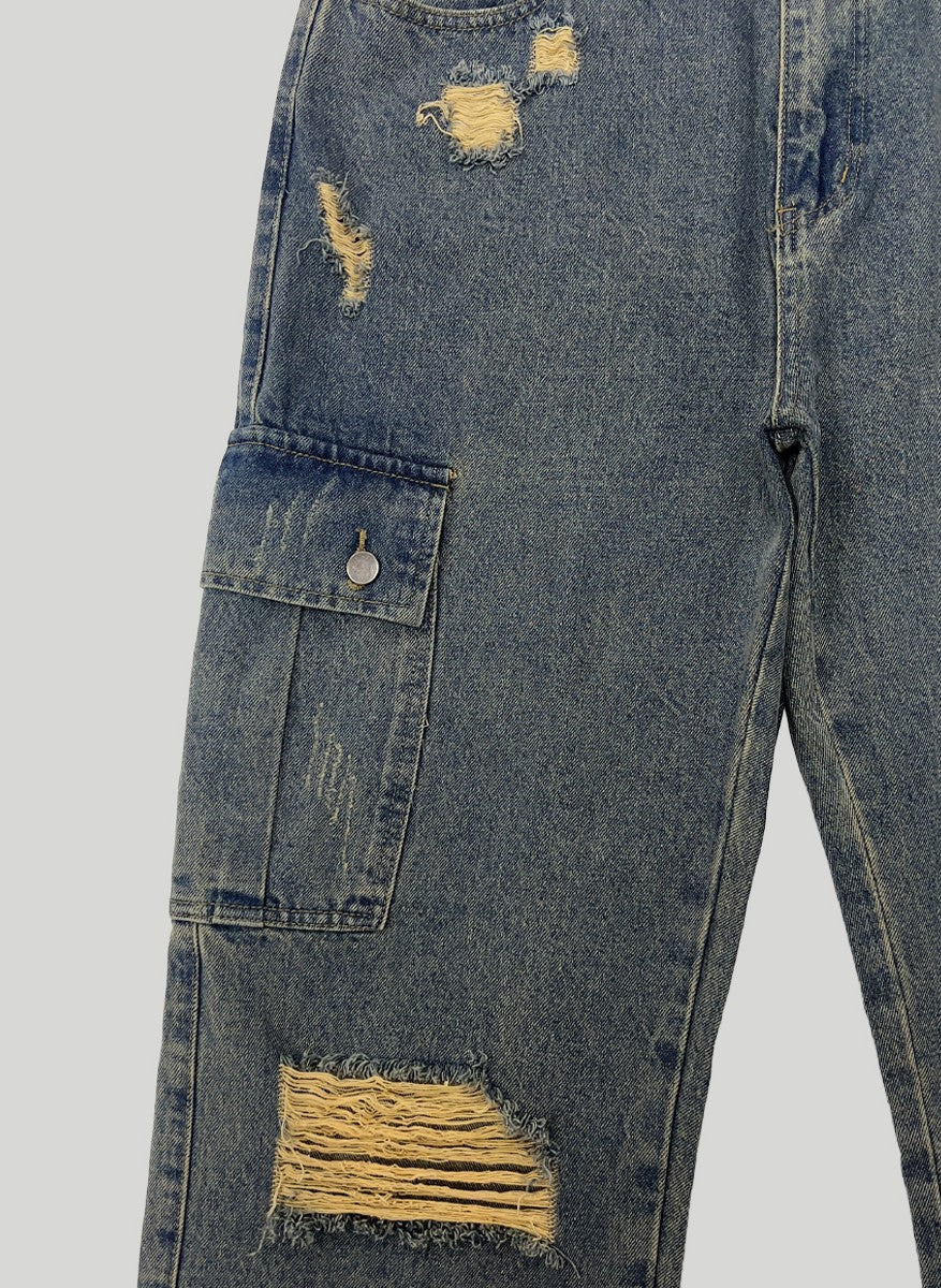 【KOOLOSET】Scratch Damage Cargo Denim KOOLOSET (クロゼット) - スクラッチダメージカーゴデニム