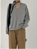Greek V-neck Loose Fit Sweatshirt