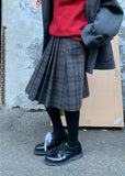 CHECK LOOP PLEATS SKIRT