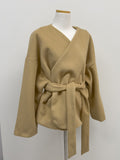 [wool20%] Smil No-Collar Robe Short Jacket