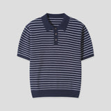 Cotton Stripe Collar Half Knit