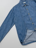 [unisex] Edge Pin Tuck Overfit Denim Shirt Jacket