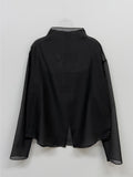 Organza Mock Neck See-Through Blouse