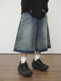 Snow Washing Three Quarter Bermuda Denim