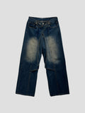 Snake flap button denim pants