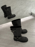 Studded Vintage Buckle Middle Boots