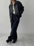 [unisex] Curl Vintage Leather Overfit Blouson