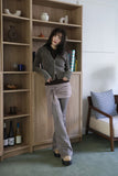 Suede bootcut pants
