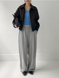 Curved suede short blouson