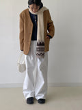 [wool90%] Sheffield no-collar wool loose fit coat jacket