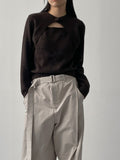 [unisex] Chino Belted Cotton Wide Pants