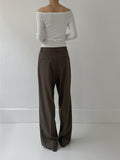Olsen Rip Pocket One-Tuck Wide Slacks