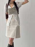 [Short sleeve ver.] Cheek strap long blouse