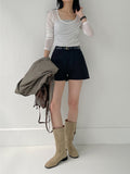 Deep U Neck Tencel See-through T-Shirt