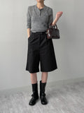 One Pin Tuck Cotton Bermuda Pants