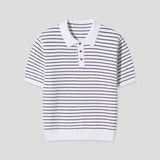 Cotton Stripe Collar Half Knit