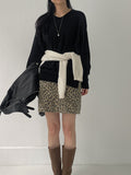 Slit Button V-neck Overfit Knit