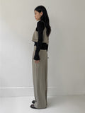 Ribbed Slit Boat Neck T-Shirt
