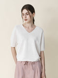 [Premium] Whole Garment Ariere V-neck Linen Knit