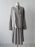 [Setup Available] Pin Pleated Long Skirt