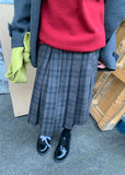 CHECK LOOP PLEATS SKIRT