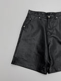 [unisex] Leather Carpenter Bermuda Wide Pants