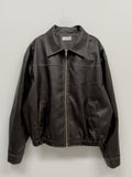 [unisex] Curl Vintage Leather Overfit Blouson