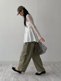 [Belt Bag SET] Smoke Sleeveless Frill Blouse