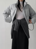 Belted H-Line Brushed Long Skirt