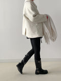 [wool100%] Raglan Boucle Collar Half Coat