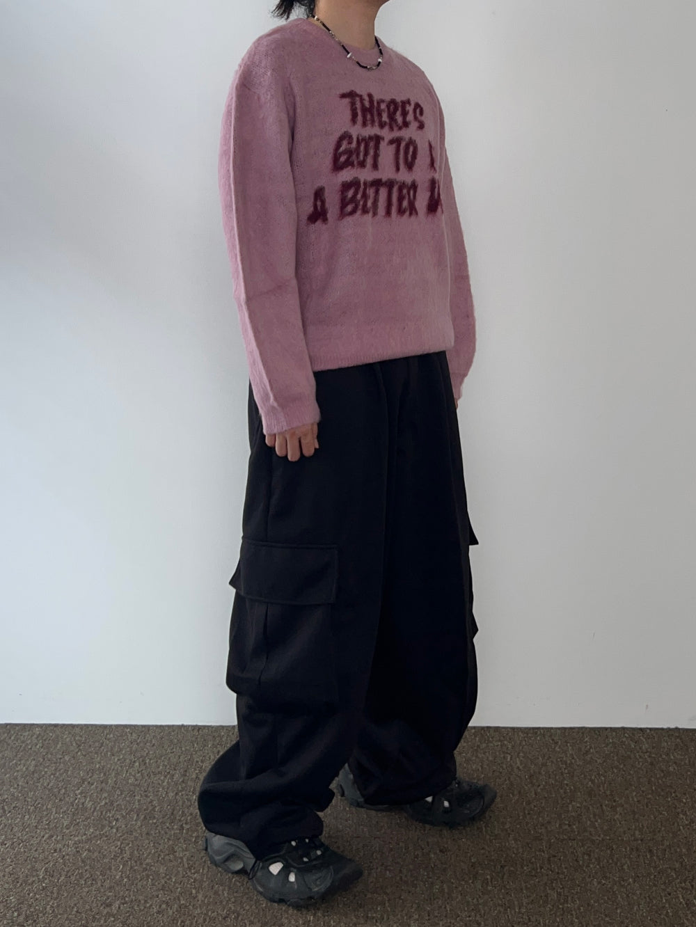 【KOOLOSET】Soft Brush Lettering Round Knit KOOLOSET (クロゼット) - ソフトブラッシュレタリングラウンド