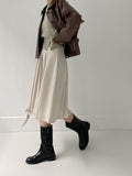 [Scarf SET] Tuyu boat neck slit crop knit