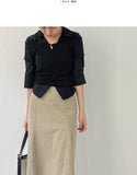 Pearl off-shoulder half T-shirt