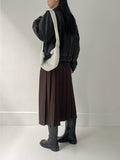 Mirror Low Pleats Long Skirt