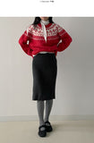Wool Ribbed Knit Midi Skirt