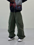 Peach Cotton Diagonal Cargo Balloon Pants
