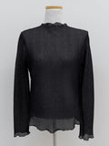 Embossed See-Through Mock Neck T-Shirt