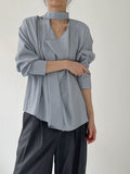 Scott Drape Tie Blouse