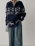 Nordic Cowichan Overfit Knit Zip-up