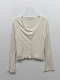 Frill V-Neck Sleeveless Cardigan