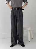 [Belt SET] Stern Pintuck Cotton Wide Pants