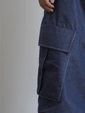 Moikin diagonal cargo raw denim jeans