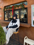 Fleece color matching hooded jumper